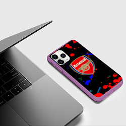Чехол iPhone 11 Pro матовый Arsenal неоновые брызги красок, цвет: 3D-фиолетовый — фото 2