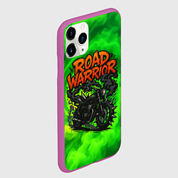 Чехол iPhone 11 Pro матовый Дорожный воин - байк с шипами, цвет: 3D-фиолетовый — фото 2