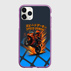 Чехол iPhone 11 Pro матовый Speed demon байкер, цвет: 3D-фиолетовый