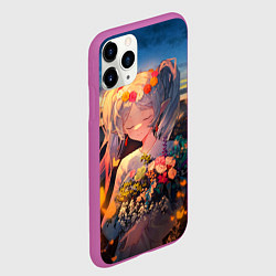Чехол iPhone 11 Pro матовый Фрирен с цветами, цвет: 3D-фиолетовый — фото 2