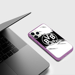 Чехол iPhone 11 Pro матовый Borussia черно белые полосы, цвет: 3D-фиолетовый — фото 2