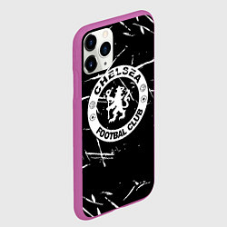 Чехол iPhone 11 Pro матовый Челси штрихи красок белые, цвет: 3D-фиолетовый — фото 2