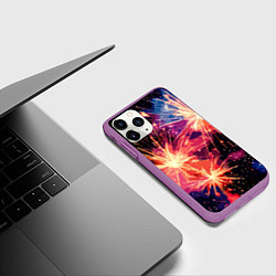 Чехол iPhone 11 Pro матовый Абстракция стилизованный салют, цвет: 3D-фиолетовый — фото 2