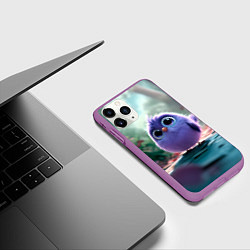 Чехол iPhone 11 Pro матовый Круглый удивленный птенец, цвет: 3D-фиолетовый — фото 2