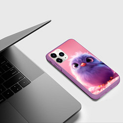 Чехол iPhone 11 Pro матовый Милая фиолетовая птичка, цвет: 3D-фиолетовый — фото 2