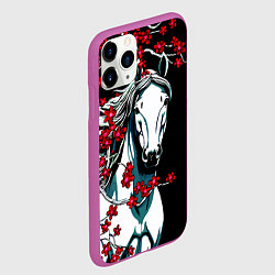 Чехол iPhone 11 Pro матовый Белый конь в цветущей сакуре, цвет: 3D-фиолетовый — фото 2