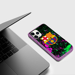 Чехол iPhone 11 Pro матовый Барселона кислотные неоновые краски, цвет: 3D-фиолетовый — фото 2