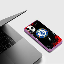 Чехол iPhone 11 Pro матовый Chelsea брызги красок текстура, цвет: 3D-фиолетовый — фото 2
