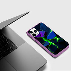Чехол iPhone 11 Pro матовый Neon tile, цвет: 3D-фиолетовый — фото 2