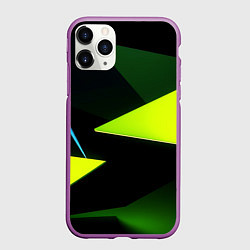 Чехол iPhone 11 Pro матовый Geometric shapes, цвет: 3D-фиолетовый