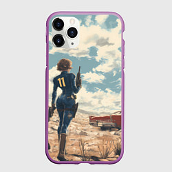 Чехол iPhone 11 Pro матовый Fallout девушка в пустоши, цвет: 3D-фиолетовый