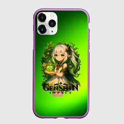 Чехол iPhone 11 Pro матовый Нахида Genshin Impact, цвет: 3D-фиолетовый