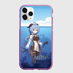 Чехол iPhone 11 Pro матовый Гань Юй аниме стиль Genshin Impact, цвет: 3D-фиолетовый