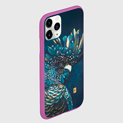 Чехол iPhone 11 Pro матовый Акварельный попугай, цвет: 3D-фиолетовый — фото 2