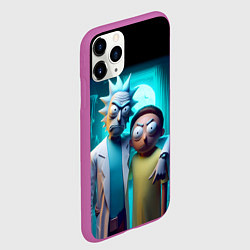 Чехол iPhone 11 Pro матовый Rick with Morty - halloween night, цвет: 3D-фиолетовый — фото 2
