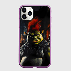 Чехол iPhone 11 Pro матовый Шрек боец с катаной, цвет: 3D-фиолетовый