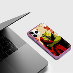 Чехол iPhone 11 Pro матовый Шрек и Фиона обнимаются в осеннем лесу, цвет: 3D-фиолетовый — фото 2