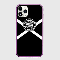 Чехол iPhone 11 Pro матовый Бавария Мюнхен полосы, цвет: 3D-фиолетовый