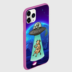 Чехол iPhone 11 Pro матовый Инопланетяне похищают корову, цвет: 3D-фиолетовый — фото 2