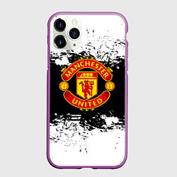 Чехол iPhone 11 Pro матовый Манчестер Юнайтед черно белые краски лого, цвет: 3D-фиолетовый