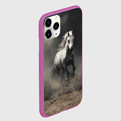 Чехол iPhone 11 Pro матовый Белая лошадь скачет по полю, цвет: 3D-фиолетовый — фото 2