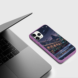 Чехол iPhone 11 Pro матовый Новогодняя Московская ночь, цвет: 3D-фиолетовый — фото 2