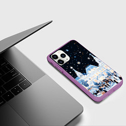 Чехол iPhone 11 Pro матовый Салют в новогодней Москве, цвет: 3D-фиолетовый — фото 2