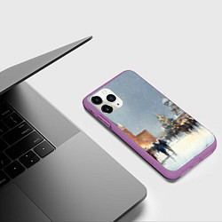 Чехол iPhone 11 Pro матовый Москва - новый год, цвет: 3D-фиолетовый — фото 2