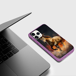 Чехол iPhone 11 Pro матовый Лошадь нарисованная красками, цвет: 3D-фиолетовый — фото 2