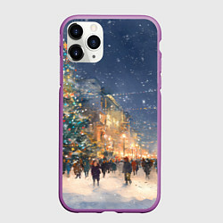 Чехол iPhone 11 Pro матовый Новый год в Москве новогодняя елка, цвет: 3D-фиолетовый