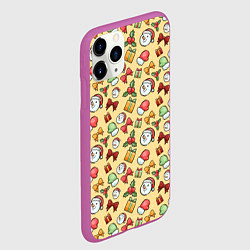 Чехол iPhone 11 Pro матовый Новогодний паттерн, цвет: 3D-фиолетовый — фото 2