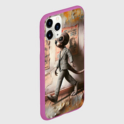Чехол iPhone 11 Pro матовый Пришелец в костюме в полосочку, цвет: 3D-фиолетовый — фото 2