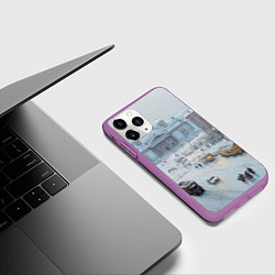Чехол iPhone 11 Pro матовый Новогодняя улица Питера, цвет: 3D-фиолетовый — фото 2