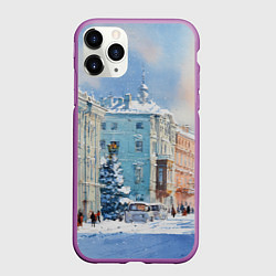 Чехол iPhone 11 Pro матовый Зимний Питер, цвет: 3D-фиолетовый