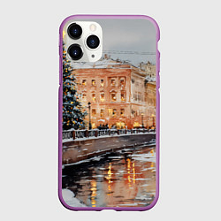 Чехол iPhone 11 Pro матовый Новогодняя елка в Питере, цвет: 3D-фиолетовый