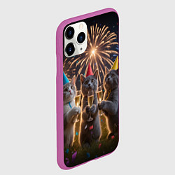 Чехол iPhone 11 Pro матовый Праздничные коты, цвет: 3D-фиолетовый — фото 2