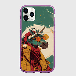 Чехол iPhone 11 Pro матовый Новогодний конь в желтых очках