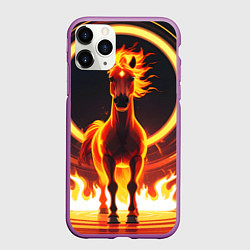 Чехол iPhone 11 Pro матовый Огненная лошадь в кольце