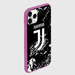 Чехол iPhone 11 Pro матовый Juventus белые штрихи красок, цвет: 3D-фиолетовый — фото 2