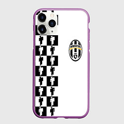Чехол iPhone 11 Pro матовый Ювентус паттерн люди, цвет: 3D-фиолетовый