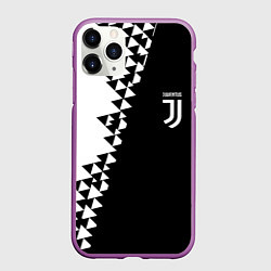 Чехол iPhone 11 Pro матовый Juventus черно белая геометрия текстура