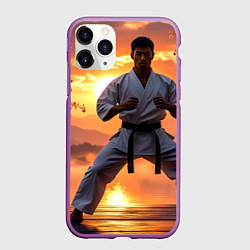 Чехол iPhone 11 Pro матовый Сакура и каратист
