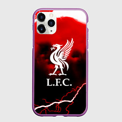 Чехол iPhone 11 Pro матовый Ливерпуль шторм молнии красный