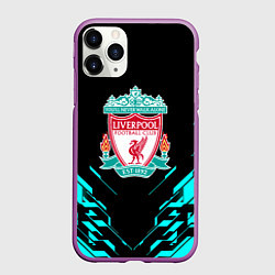 Чехол iPhone 11 Pro матовый Ливерпуль неон геометрия