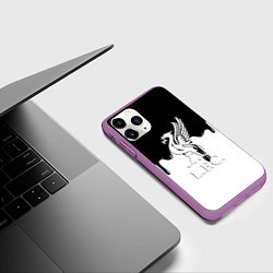 Чехол iPhone 11 Pro матовый Ливерпуль разводы красок, цвет: 3D-фиолетовый — фото 2
