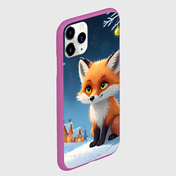 Чехол iPhone 11 Pro матовый Лисичка новогодней ночью, цвет: 3D-фиолетовый — фото 2