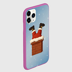 Чехол iPhone 11 Pro матовый Санта торчит из трубы, цвет: 3D-фиолетовый — фото 2
