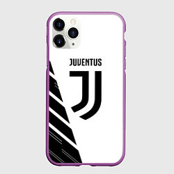 Чехол iPhone 11 Pro матовый Ювентус полосы геометрия текстура