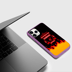 Чехол iPhone 11 Pro матовый Liverpool огонь спорт, цвет: 3D-фиолетовый — фото 2