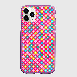 Чехол iPhone 11 Pro матовый Разноцветный цветочный узор ретро